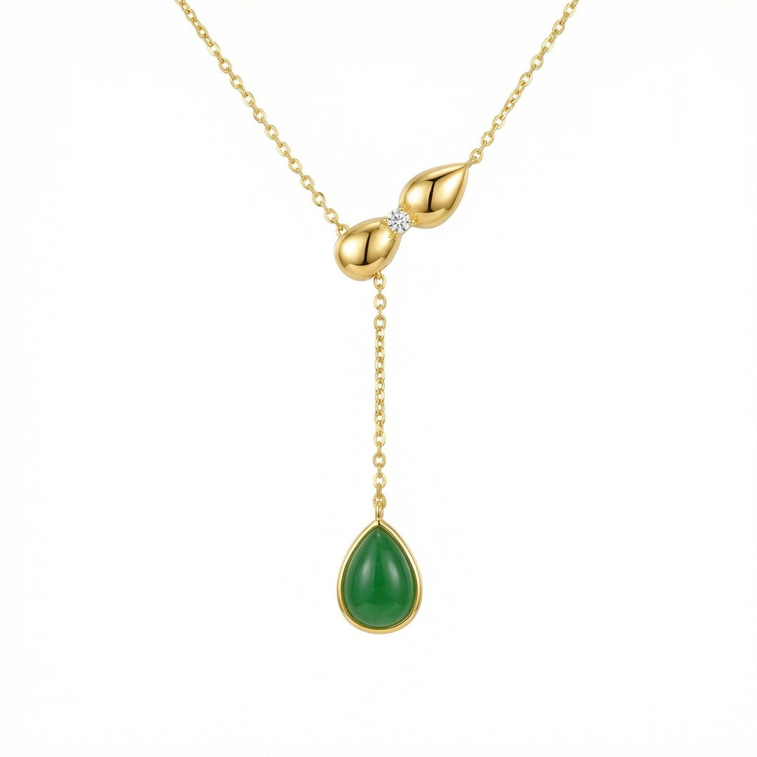✨ Green Gemstone Teardrop Necklace