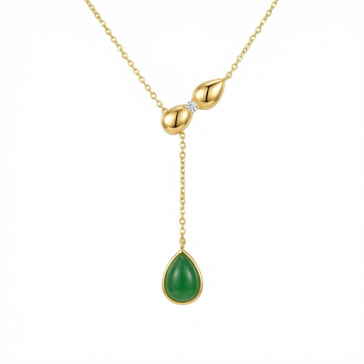 ✨ Green Gemstone Teardrop Necklace