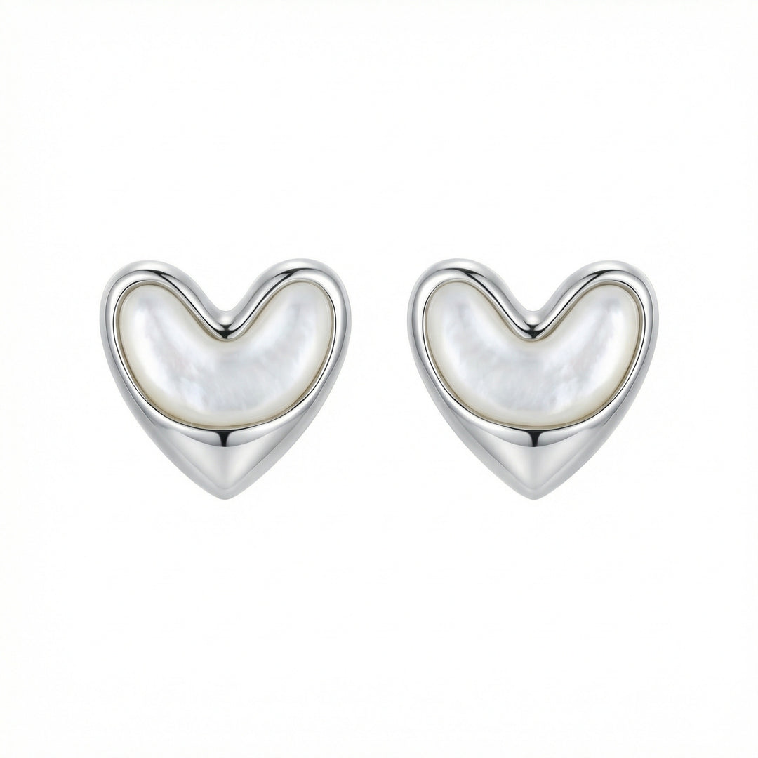✨ 925 Sterling Silver Mother-of-Pearl Heart Stud Earrings ✨