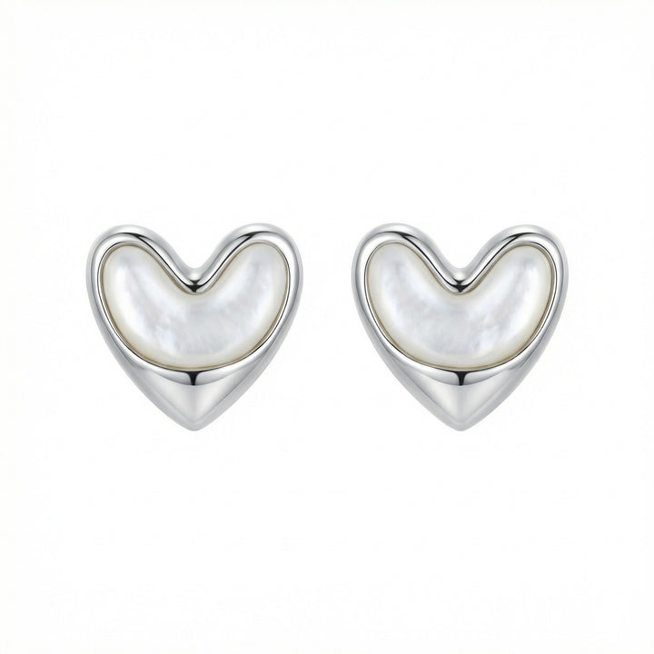 ✨ 925 Sterling Silver Mother-of-Pearl Heart Stud Earrings ✨