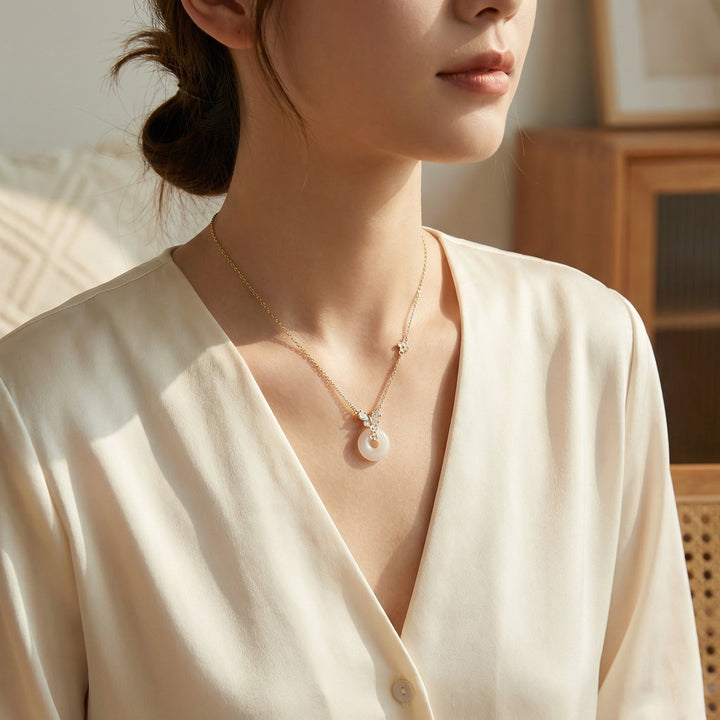 ✨ 925 Sterling Silver White Jade Butterfly Necklace