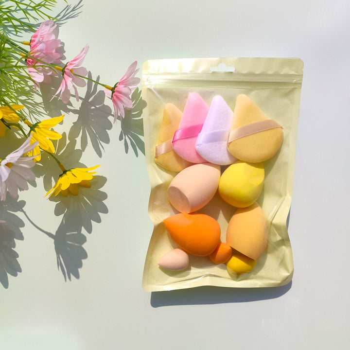 🥚💄 Macaron Bag Dopamine Cosmetic Egg Set – Flocking Powder Puff (7/11PCS Wet & Dry Makeup Sponge Kit)