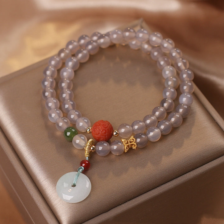 Natural Gray Chinese Multi-Layer Beaded Bracelet – Original Design for Women
