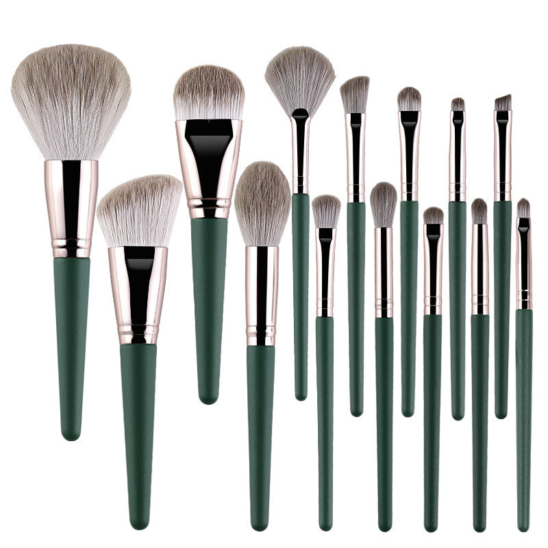 ☁️✨ 14-Piece Green Cloud Makeup Brush Set — Super Soft Collection 💄