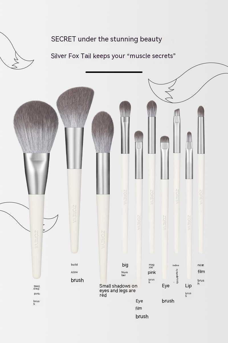 ✨ Anti-raw Fox Tail Nano Micro-carved 10-Piece Makeup Brush Set 💄