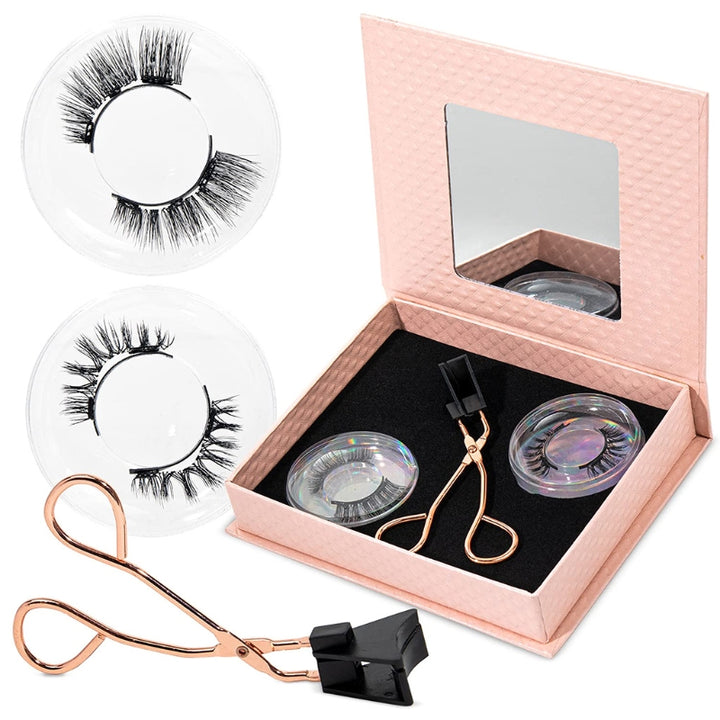 🧲👁️ Three Pairs Quantum Magnetic False Eyelashes – Ultra-Light Reusable No-Glue Lash Kit with Curler