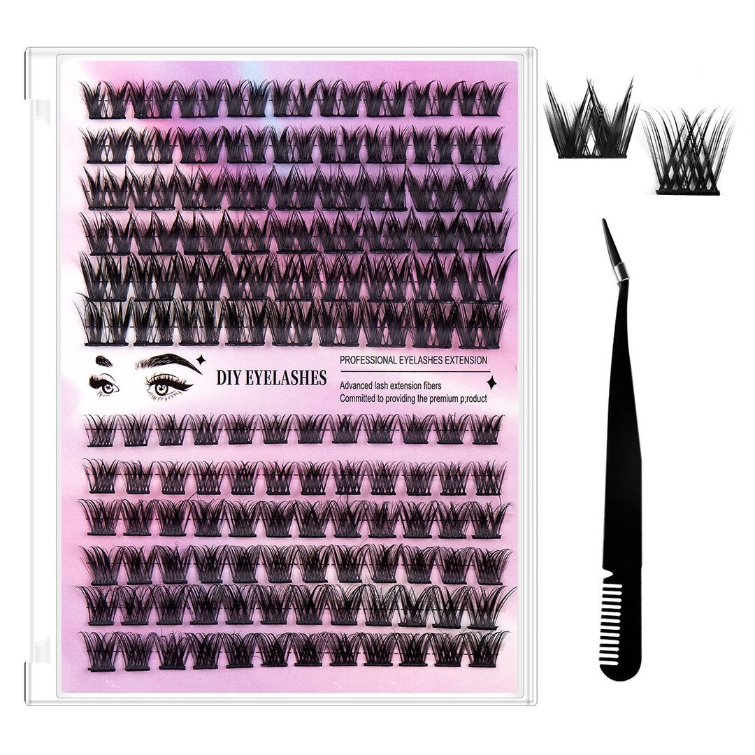 👁️✨ Segmented Hairy Fishtail Wheat Lazy Trilogy False Eyelashes – DIY Cluster Lash Kit