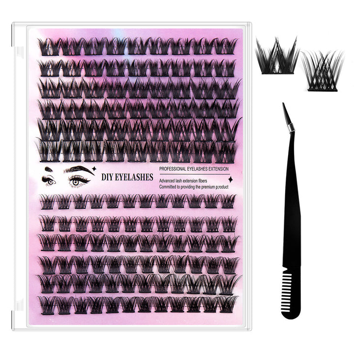 👁️✨ Segmented Hairy Fishtail Wheat Lazy Trilogy False Eyelashes – DIY Cluster Lash Kit