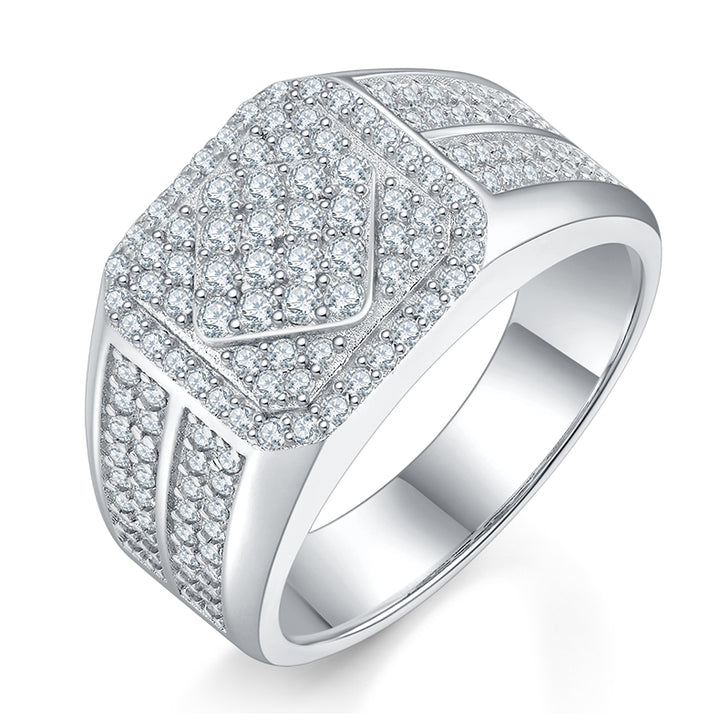 💍 Men’s Minimalist Moissanite Ring – Platinum-Plated S925 Silver (7.3g, Sizes 5–9) 💍