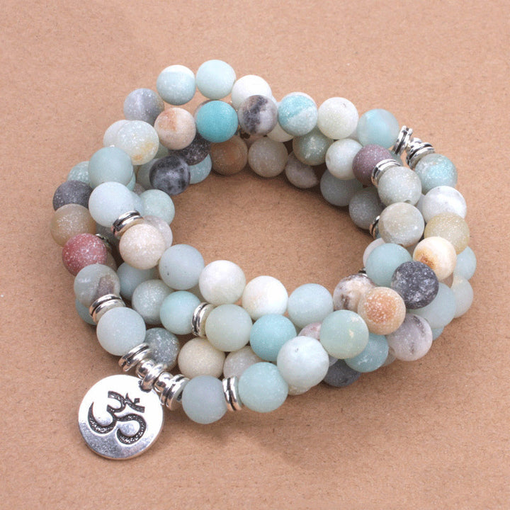 High-Quality Lotus Charm Yoga Bracelet – Frosted Amazonite Beads