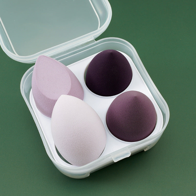 🥚💄 Beauty Egg No Powder Wet & Dry Makeup Sponge Set – Soft Non-Latex Puff with Storage Box (4PCS)