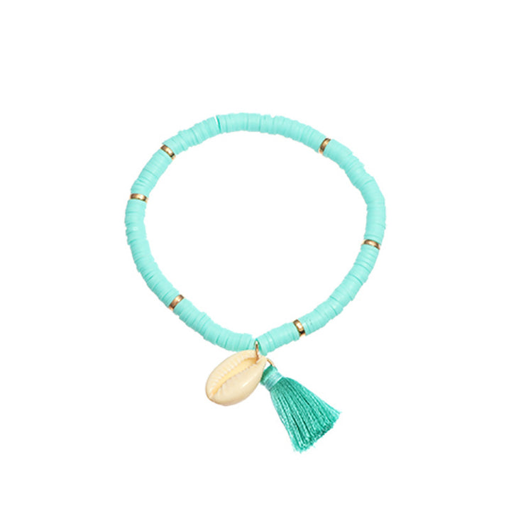 Bohemian Ethnic Shell Tassel Bracelet – Soft Clay Colorful Design