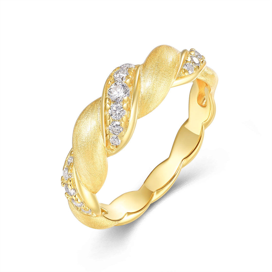💍 Engraved Minimalist Moissanite Ring – Gold-Plated S925 Silver (3.5g, Sizes 5–9) 💍