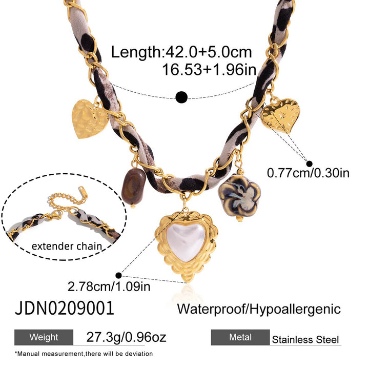Women’s Retro Multi-Style Heart Necklace – Stainless Steel Pendant Jewelry