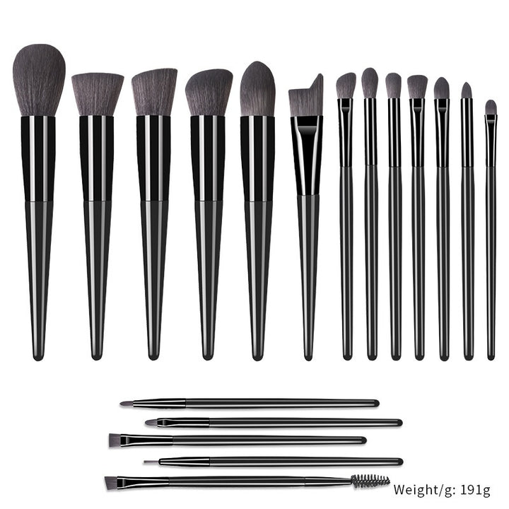 ✨ 18-Piece Champagne Makeup Brush Set — Solid Wood Handle Beauty Tools 💄🥂