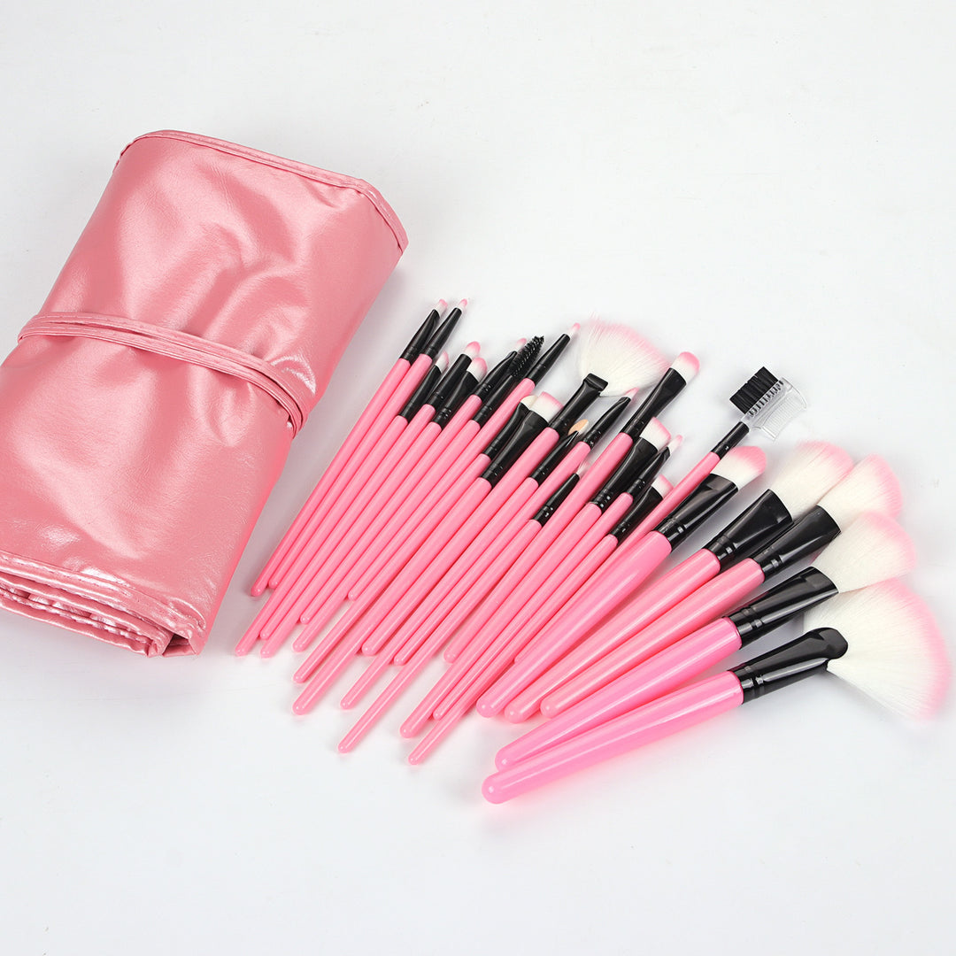✨ Shadowing 24-Piece Makeup Brush Set — Brown/Natural Wood Style Beauty Tools 💄🌿