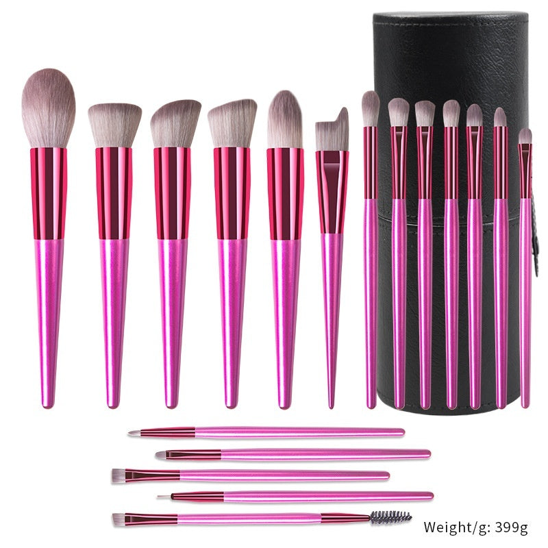 ✨ 18-Piece Champagne Makeup Brush Set — Solid Wood Handle Beauty Tools 💄🥂