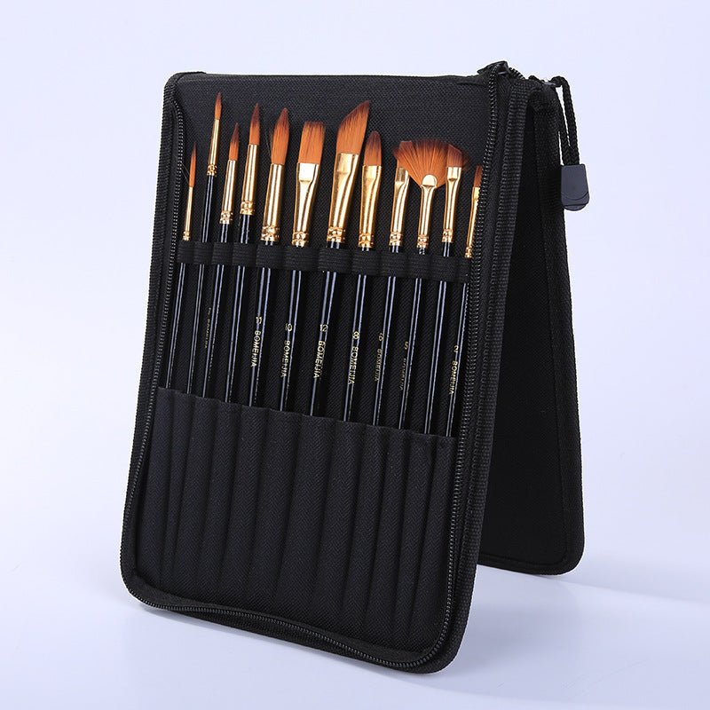 ✨ Black Rod Canvas Bag Brush Set — Art & Painting Supplies Kit 🎨🖌️