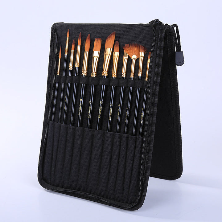 ✨ Black Rod Canvas Bag Brush Set — Art & Painting Supplies Kit 🎨🖌️