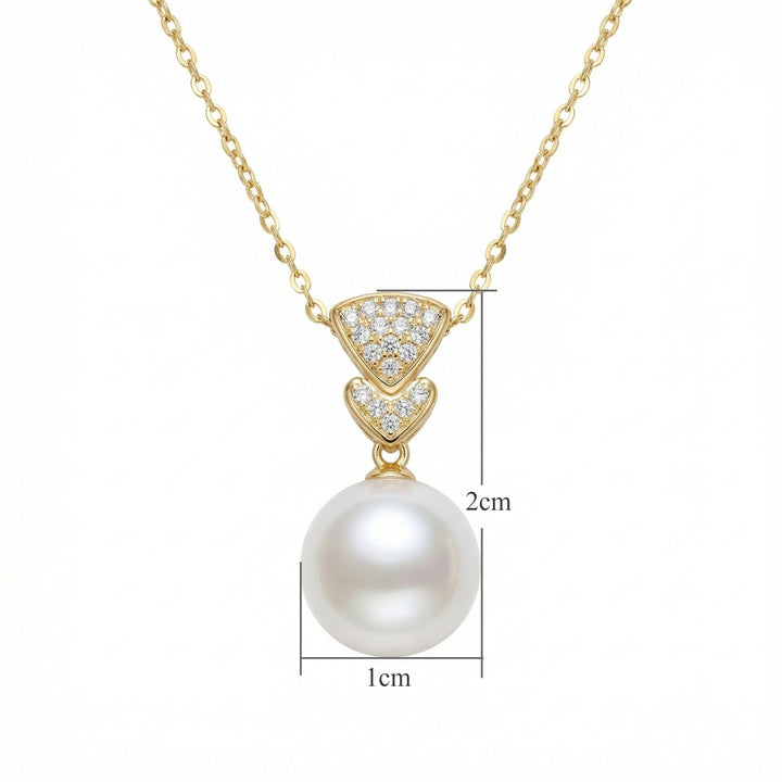 ✨ 925 Sterling Silver White Pearl Necklace with Diamond Accents ✨