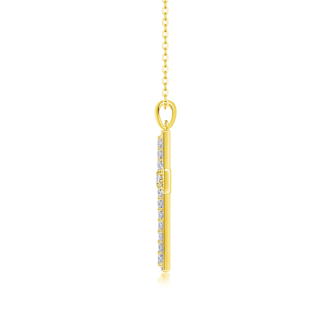 💎 Minimalist Cross Pendant Necklace – Platinum-Plated S925 Silver with Moissanite (3.4g) 💎