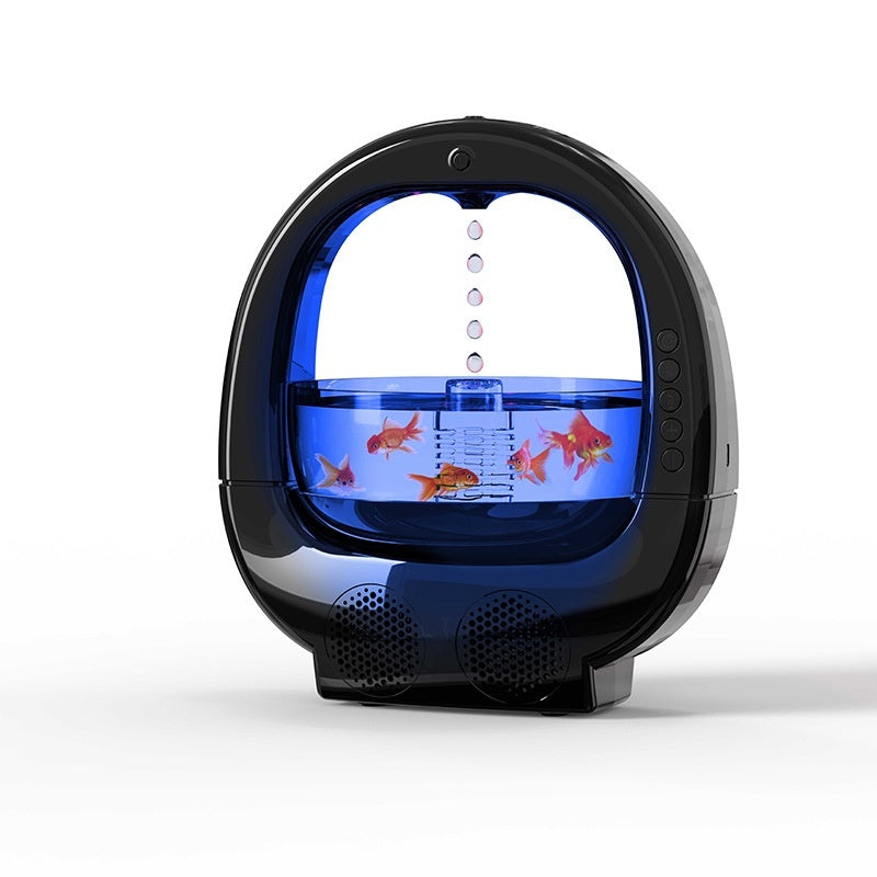 🌊💧 4-in-1 Anti-Gravity Humidifier | Aromatherapy + Bluetooth Speaker + Fish Tank Lamp ✨