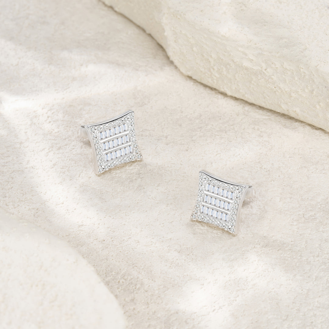 Minimalist Platinum-Plated Moissanite Stud Earrings – S925 Silver