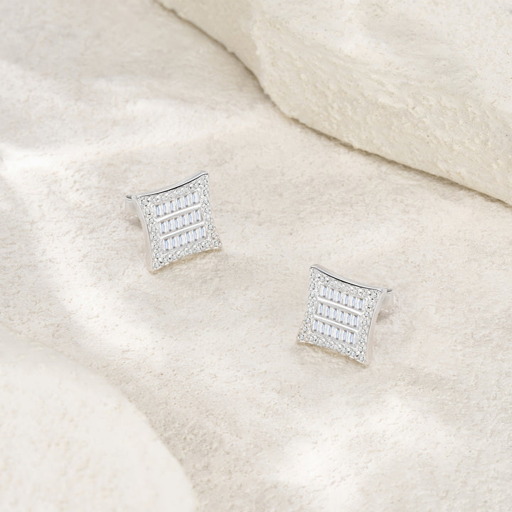 Minimalist Platinum-Plated Moissanite Stud Earrings – S925 Silver