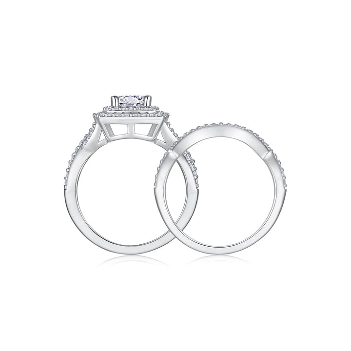 💍 1 Carat Moissanite Ring Set – Platinum-Plated S925 Silver (Sizes 5–9) 💍