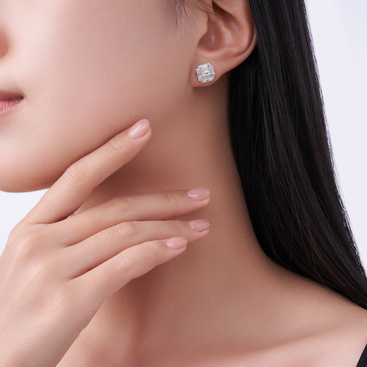 Luxury Minimalist Moissanite Stud Earrings – Platinum-Plated S925 Silver