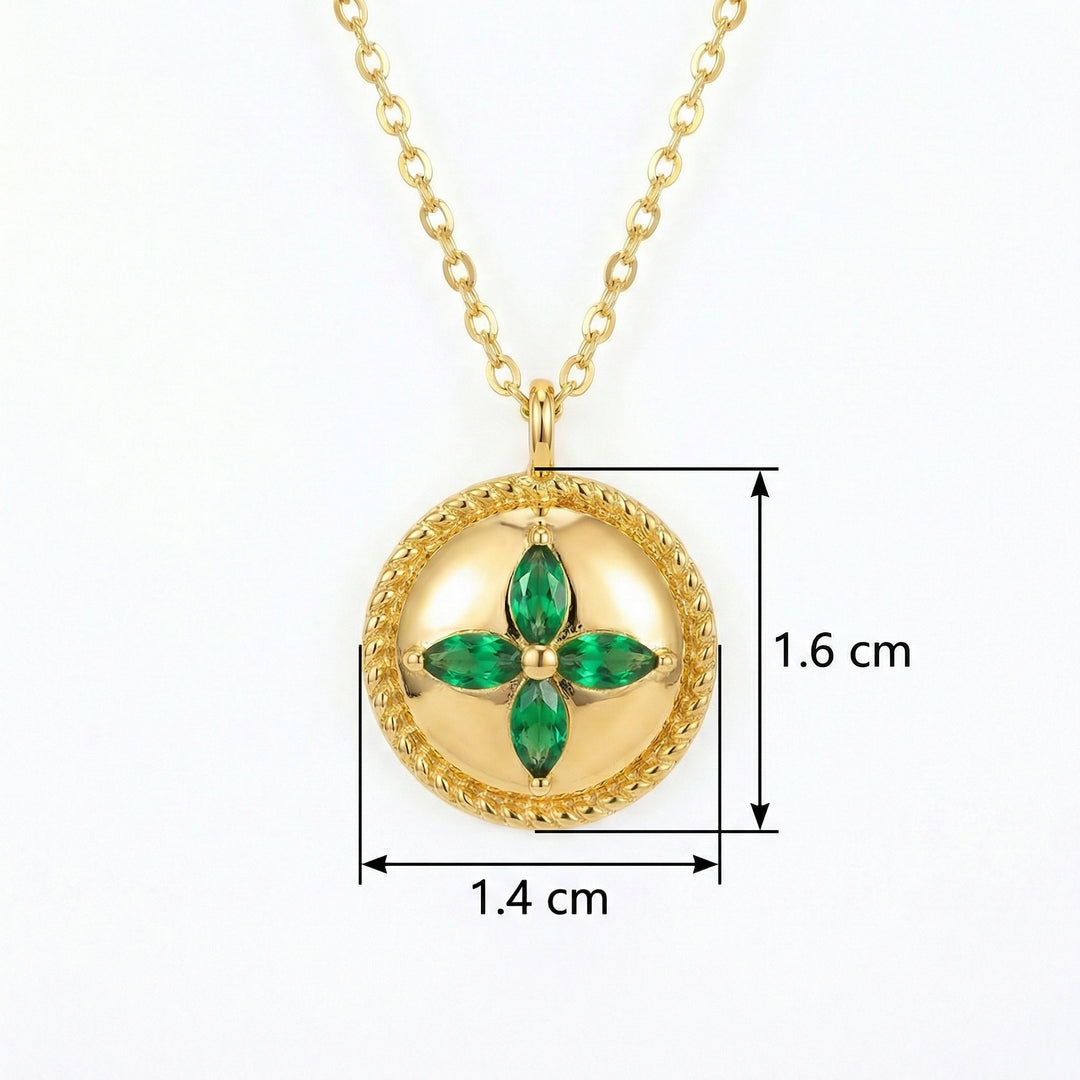 🍀 Emerald Green Floral Medallion Necklace