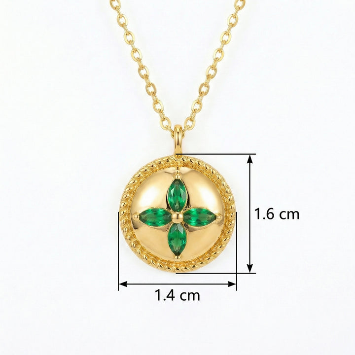 🍀 Emerald Green Floral Medallion Necklace