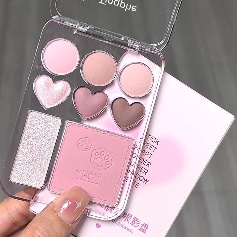 💖 Heart Eyeshadow Palette – All-in-One Matte, Blush & Highlight Makeup Set ✨