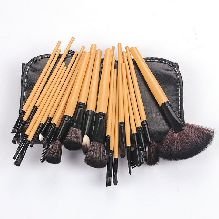 ✨ Shadowing 24-Piece Makeup Brush Set — Brown/Natural Wood Style Beauty Tools 💄🌿