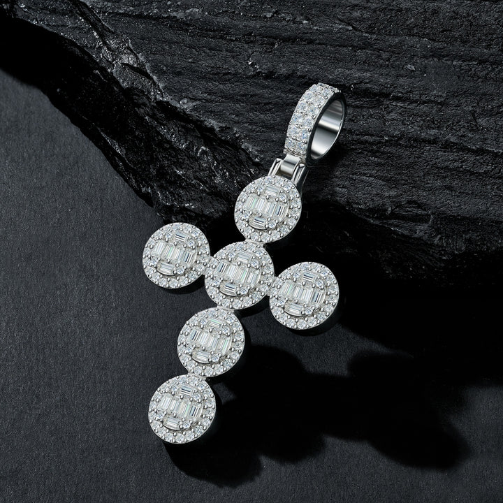✨ 925 Sterling Silver Premium Moissanite Cross Pendant Necklace – Platinum-Plated Elegance ✨