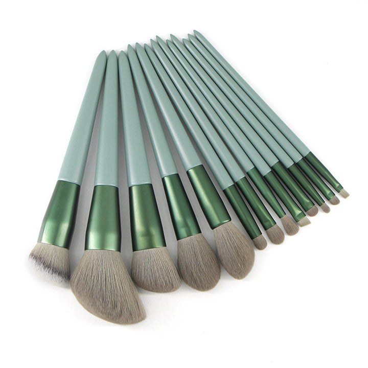 ✨ Green Wooden Handle Quick-Drying Soft Fur Makeup Brush Set 💄🌿
