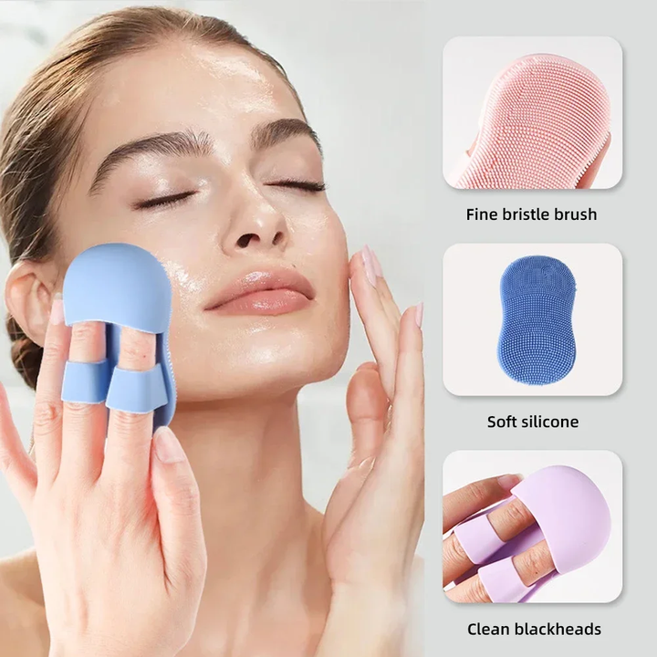 🧼💖 2PC Silicone Face Scrubber Set | Mini Facial Brush Exfoliating Finger Pads