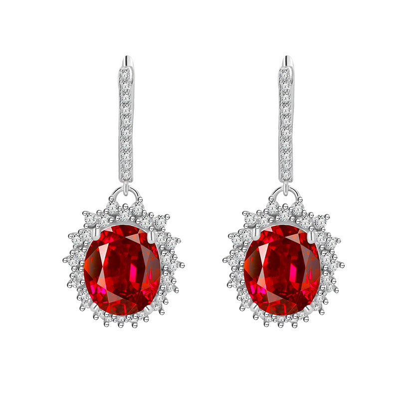S925 Sterling Silver Padma Red Drop Earrings – Elegant 10–12mm Ear Hook Jewelry