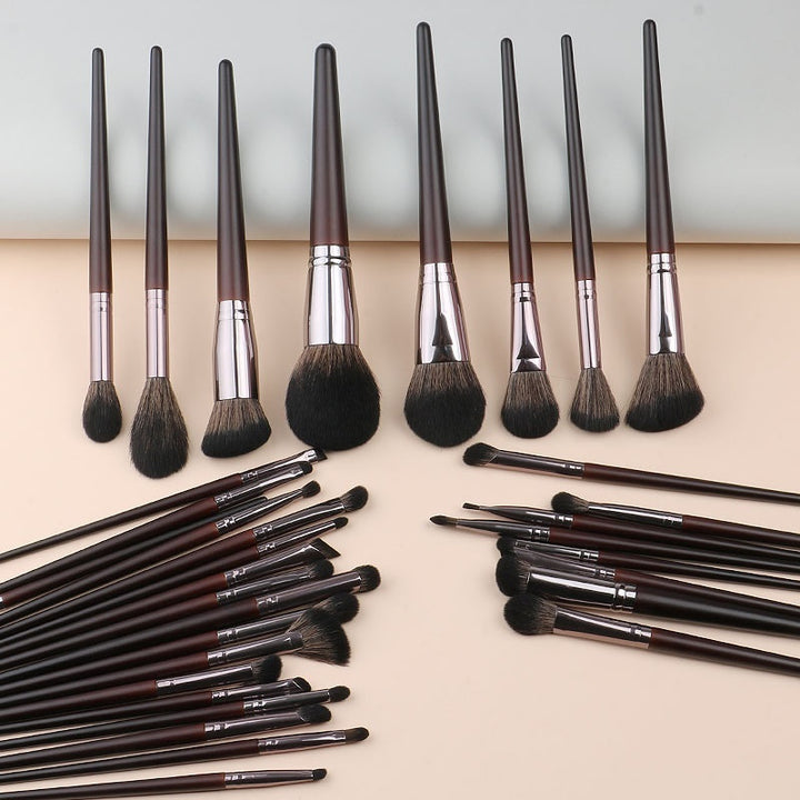🖌️ 33-Piece High-End Makeup Brush Set – Animal Hair & Synthetic Fiber with Wooden Handles 💄✨