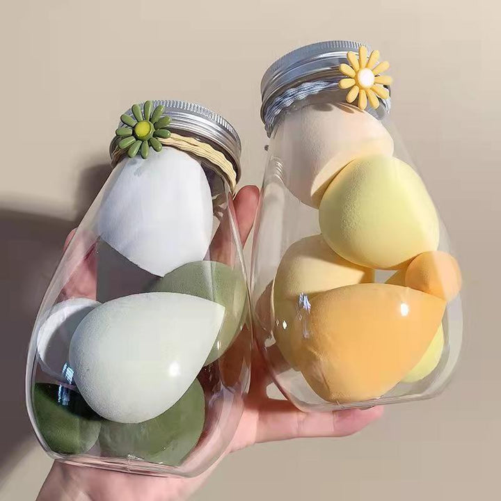 💄✨ Portable Travel Size PET Bottle Makeup Egg Set | Beauty Sponge Kit (4PCS)