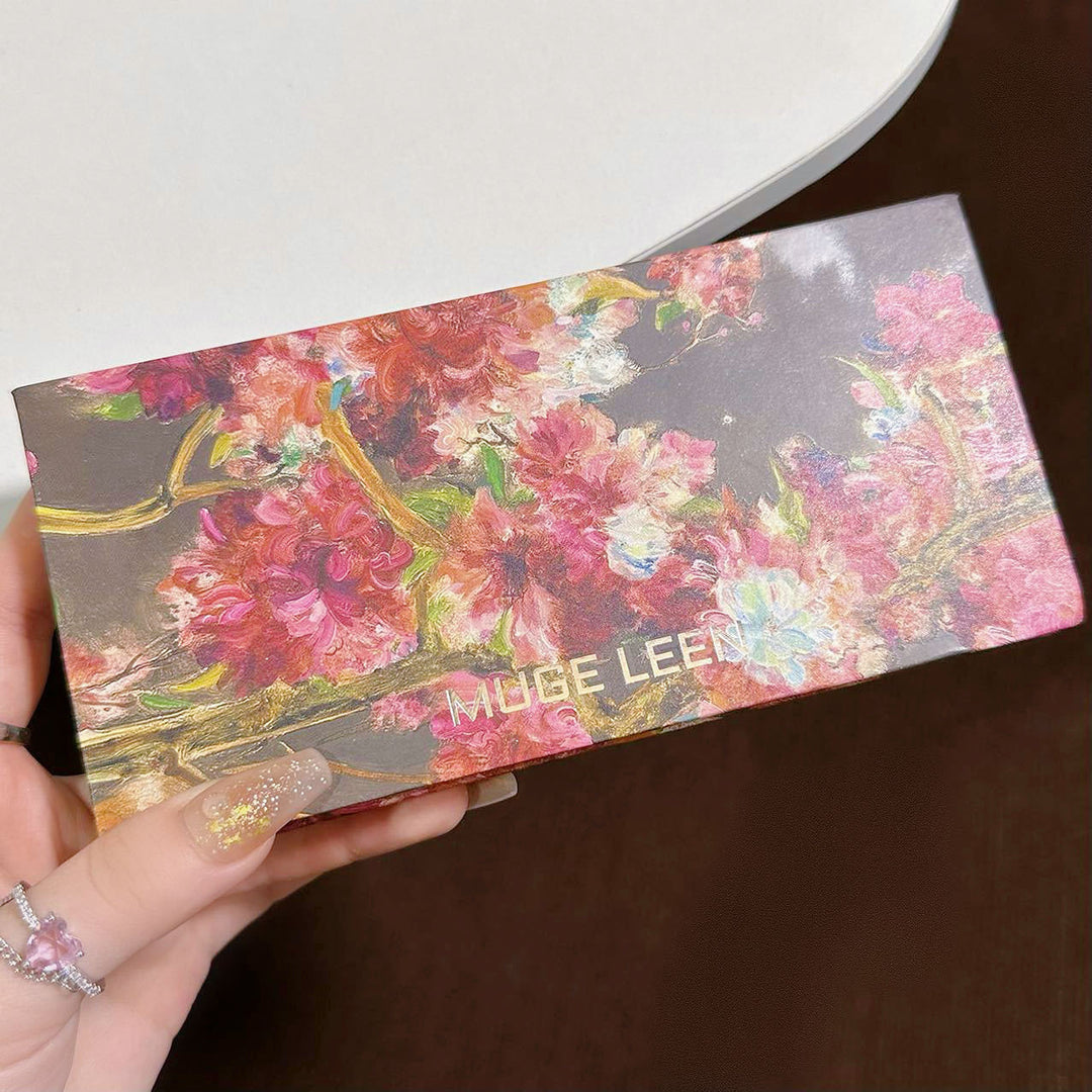 🎨 12-Color Begonia Oil Painting Eyeshadow Palette – Rose Tone Matte & Glitter Makeup Set ✨