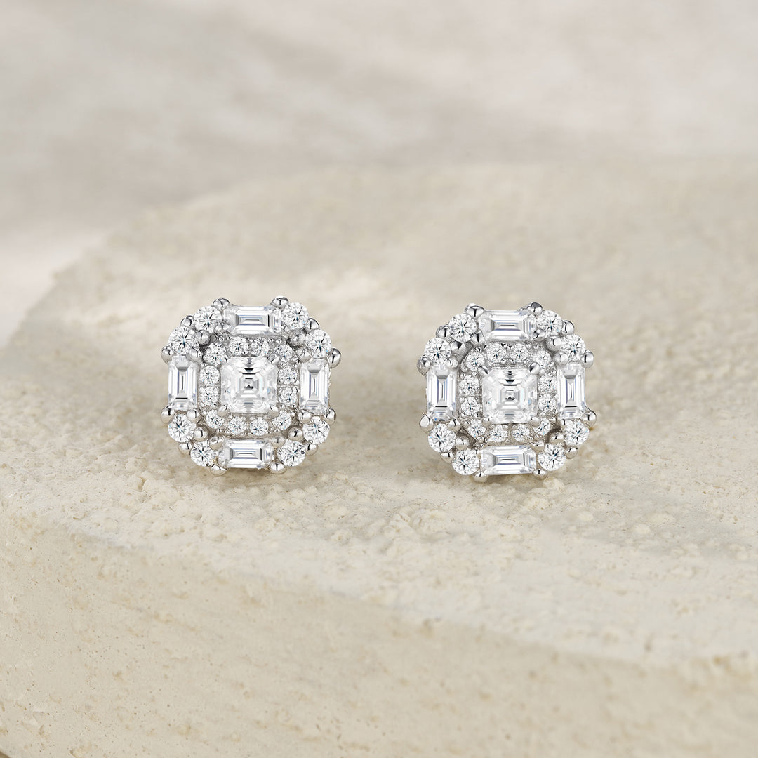 Luxury Minimalist Moissanite Stud Earrings – Platinum-Plated S925 Silver