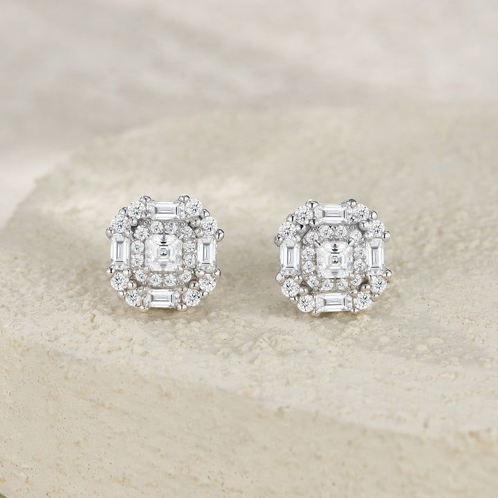 Luxury Minimalist Moissanite Stud Earrings – Platinum-Plated S925 Silver
