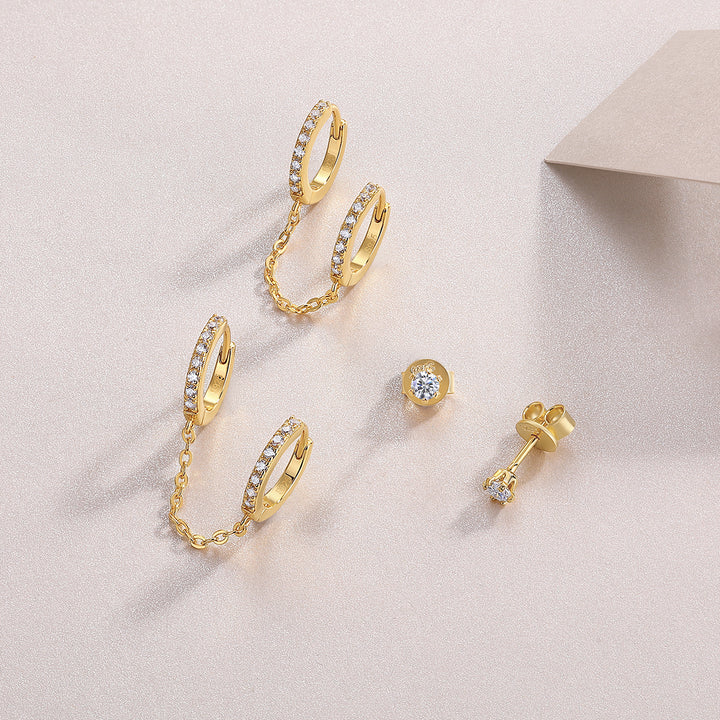 Luxury Minimalist Moissanite Earrings – Gold-Plated S925 Silver