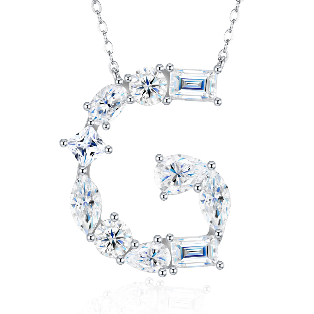26-Letter G Moissanite Pendant Necklace – Gold-Plated S925 Silver