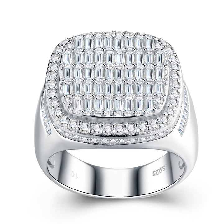 💍 Men’s Minimalist Moissanite Ring – Platinum-Plated S925 Silver (14g, Sizes 5–9) 💍