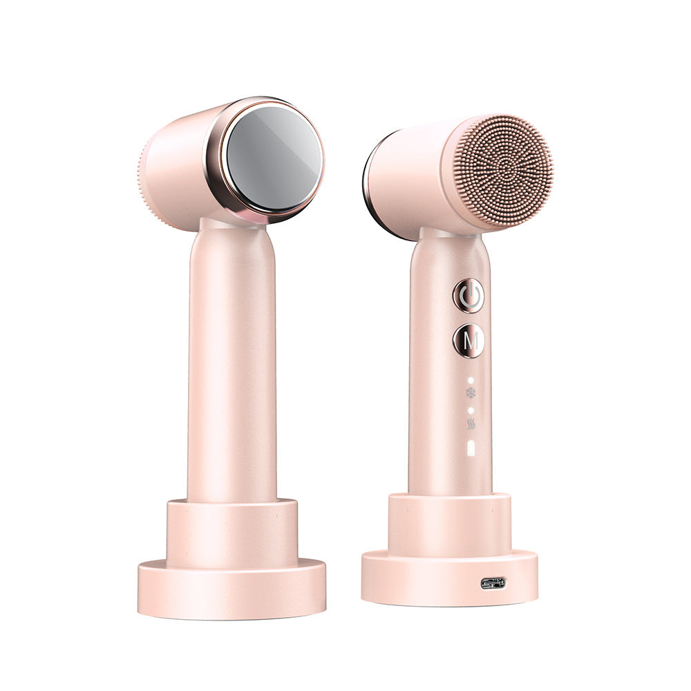 💖🌀 6-in-1 Electric Facial Cleansing Brush | Hot & Cold Compress Display Device
