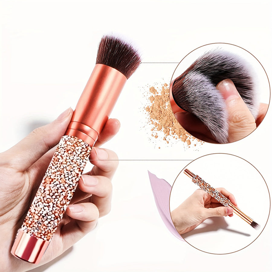 💎 10-Piece Luxury Crystal Makeup Brush Set – Diamond Rivet Handle with Pouch (Face & Eye Kit) 💄✨