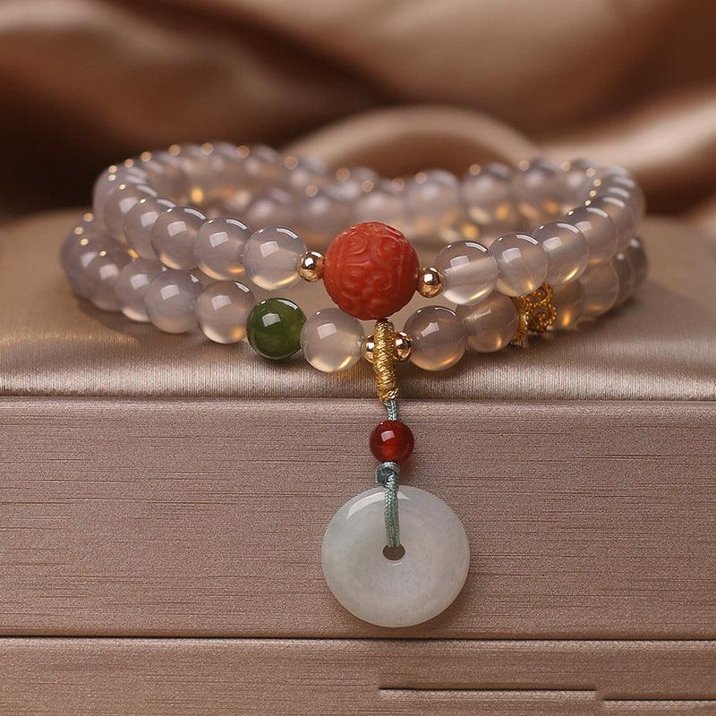 Natural Gray Chinese Multi-Layer Beaded Bracelet – Original Design for Women
