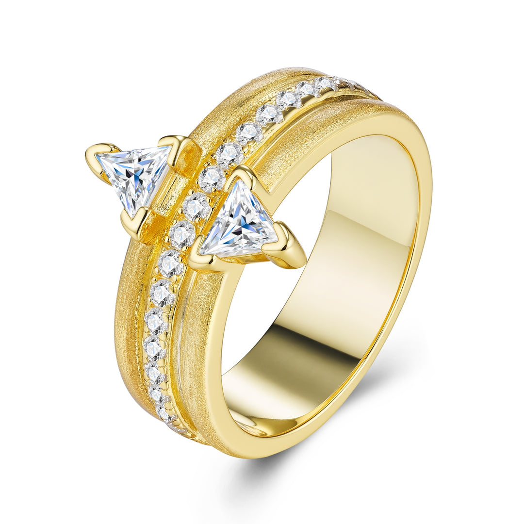 💍 Engraved Moissanite Minimalist Ring – Gold-Plated S925 Silver (Sizes 5–9) 💍